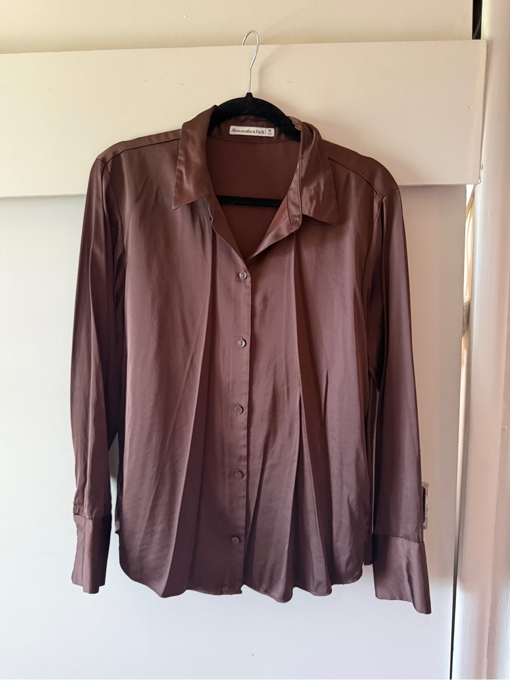 Abercrombie & Fitch Brown Satin Long Sleeve Dress Shirt